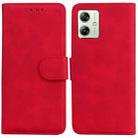 For Motorola Moto G54 Skin Feel Pure Color Flip Leather Phone Case(Red) - 1