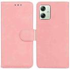 For Motorola Moto G54 Skin Feel Pure Color Flip Leather Phone Case(Pink) - 1