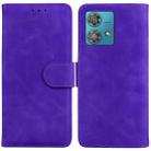 For Motorola Edge 40 Neo Skin Feel Pure Color Flip Leather Phone Case(Purple) - 1