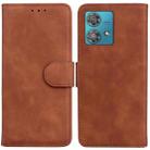 For Motorola Edge 40 Neo Skin Feel Pure Color Flip Leather Phone Case(Brown) - 1