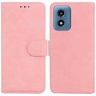 For Motorola Moto G Play 4G 2024 Skin Feel Pure Color Flip Leather Phone Case(Pink) - 1