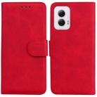 For Motorola Moto G Power 5G 2024 Skin Feel Pure Color Flip Leather Phone Case(Red) - 1
