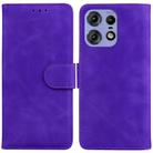 For Motorola Edge 50 Pro Skin Feel Pure Color Flip Leather Phone Case(Purple) - 1