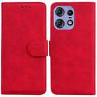 For Motorola Edge 50 Pro Skin Feel Pure Color Flip Leather Phone Case(Red) - 1
