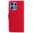 For Motorola Edge 50 Pro Skin Feel Pure Color Flip Leather Phone Case(Red) - 3