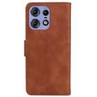 For Motorola Edge 50 Pro Skin Feel Pure Color Flip Leather Phone Case(Brown) - 3