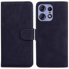 For Motorola Edge 50 Pro Skin Feel Pure Color Flip Leather Phone Case(Black) - 1