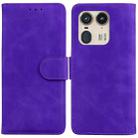 For Motorola Edge 50 Ultra Skin Feel Pure Color Flip Leather Phone Case(Purple) - 1