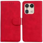 For Motorola Edge 50 Ultra Skin Feel Pure Color Flip Leather Phone Case(Red) - 1