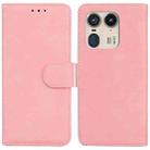 For Motorola Edge 50 Ultra Skin Feel Pure Color Flip Leather Phone Case(Pink) - 1