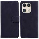 For Motorola Edge 50 Ultra Skin Feel Pure Color Flip Leather Phone Case(Black) - 1