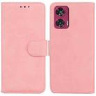 For Motorola Edge 50 Fusion Skin Feel Pure Color Flip Leather Phone Case(Pink) - 1