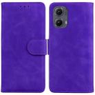 For Motorola Edge 2024 Skin Feel Pure Color Flip Leather Phone Case(Purple) - 1