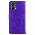 For Motorola Edge 2024 Skin Feel Pure Color Flip Leather Phone Case(Purple) - 3