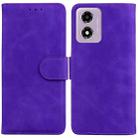 For Motorola Moto G04s / Moto E14 Skin Feel Pure Color Flip Leather Phone Case(Purple) - 1