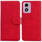 For Motorola Moto G04s / Moto E14 Skin Feel Pure Color Flip Leather Phone Case(Red) - 1