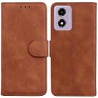 For Motorola Moto G04s / Moto E14 Skin Feel Pure Color Flip Leather Phone Case(Brown) - 1