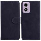 For Motorola Moto G04s / Moto E14 Skin Feel Pure Color Flip Leather Phone Case(Black) - 1