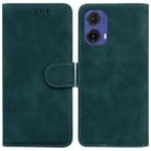 For Motorola Moto G85 Skin Feel Pure Color Flip Leather Phone Case(Green) - 1