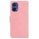For Motorola Moto G85 Skin Feel Pure Color Flip Leather Phone Case(Pink) - 3