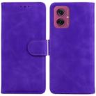 For Motorola Moto G55 Skin Feel Pure Color Flip Leather Phone Case(Purple) - 1