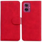 For Motorola Moto G55 Skin Feel Pure Color Flip Leather Phone Case(Red) - 1