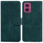 For Motorola Moto G55 Skin Feel Pure Color Flip Leather Phone Case(Green) - 1