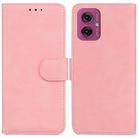 For Motorola Moto G55 Skin Feel Pure Color Flip Leather Phone Case(Pink) - 1