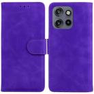 For Motorola Edge 50 Neo 5G Global Skin Feel Pure Color Flip Leather Phone Case(Purple) - 1