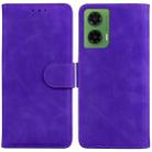 For Motorola Moto G35 Skin Feel Pure Color Flip Leather Phone Case(Purple) - 1