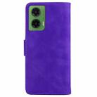 For Motorola Moto G35 Skin Feel Pure Color Flip Leather Phone Case(Purple) - 3