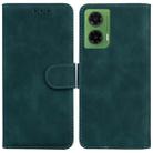 For Motorola Moto G35 Skin Feel Pure Color Flip Leather Phone Case(Green) - 1