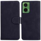 For Motorola Moto G35 Skin Feel Pure Color Flip Leather Phone Case(Black) - 1