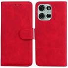 For Motorola Moto G75 5G Skin Feel Pure Color Flip Leather Phone Case(Red) - 1