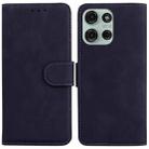 For Motorola Moto G75 5G Skin Feel Pure Color Flip Leather Phone Case(Black) - 1