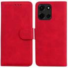 For Motorola Moto G 5G 2025 Skin Feel Pure Color Flip Leather Phone Case(Red) - 1