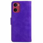 For Motorola Moto G05 / E15 Skin Feel Pure Color Flip Leather Phone Case(Purple) - 3