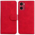 For Motorola Moto G05 / E15 Skin Feel Pure Color Flip Leather Phone Case(Red) - 1