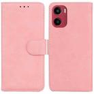 For Motorola Moto G05 / E15 Skin Feel Pure Color Flip Leather Phone Case(Pink) - 1