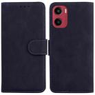 For Motorola Moto G05 / E15 Skin Feel Pure Color Flip Leather Phone Case(Black) - 1