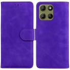For Motorola Moto G15 Skin Feel Pure Color Flip Leather Phone Case(Purple) - 1