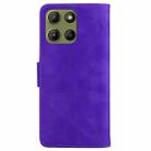 For Motorola Moto G15 Skin Feel Pure Color Flip Leather Phone Case(Purple) - 3