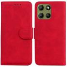 For Motorola Moto G15 Skin Feel Pure Color Flip Leather Phone Case(Red) - 1