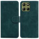 For Motorola Moto G15 Skin Feel Pure Color Flip Leather Phone Case(Green) - 1