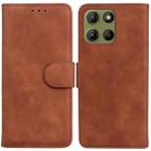 For Motorola Moto G15 Skin Feel Pure Color Flip Leather Phone Case(Brown) - 1