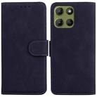 For Motorola Moto G15 Skin Feel Pure Color Flip Leather Phone Case(Black) - 1