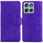 For Motorola Moto G56 5G / G66j 5G / G66y 5G Skin Feel Pure Color Flip Leather Phone Case(Purple) - 1