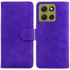 For Motorola Moto G86 5G Skin Feel Pure Color Flip Leather Phone Case(Purple) - 1