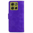 For Motorola Moto G86 5G Skin Feel Pure Color Flip Leather Phone Case(Purple) - 3