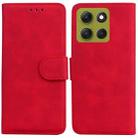 For Motorola Moto G86 5G Skin Feel Pure Color Flip Leather Phone Case(Red) - 1